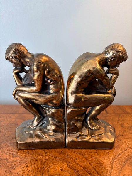 Vintage the thinker, brass book ends