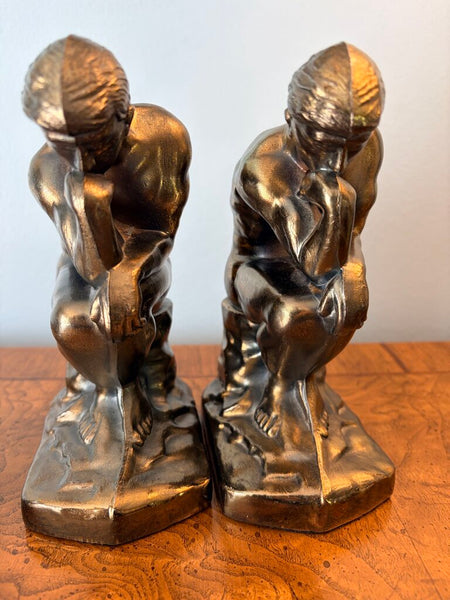 Vintage the thinker, brass book ends