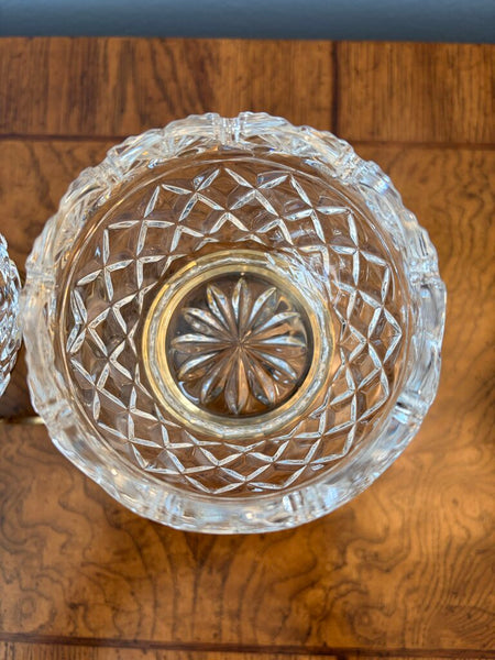 Vintage Irish crystal mini bowl on brass stand-each