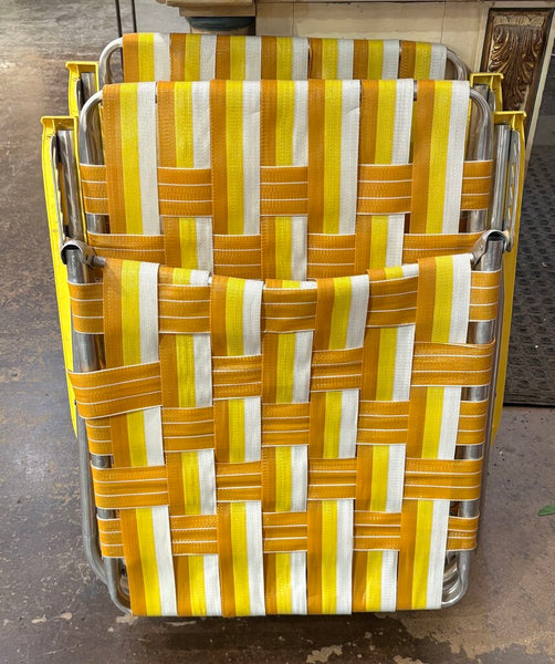 SALE! VINTAGE ALUMINUM WEBBED LOUNGE CHAIRS - A PAIR - IN STORE PICK UP ONLY