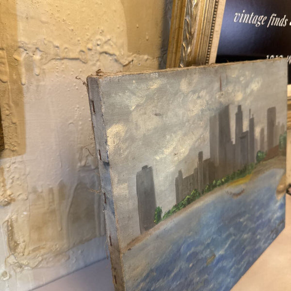 VINTAGE CITY SKYLINE AS FOUND ON CANVAS 20X16
