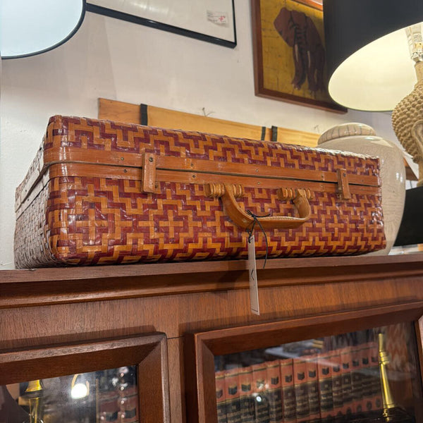 Vintage Asian woven suitcase