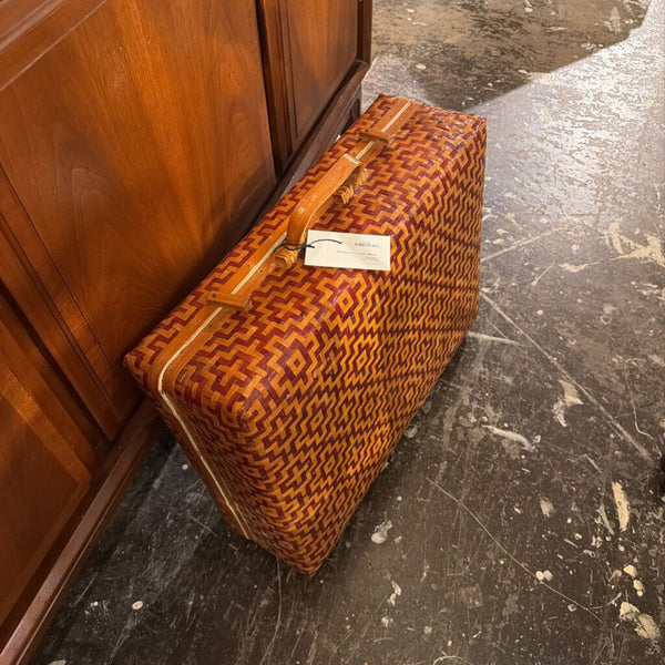Vintage Asian woven suitcase