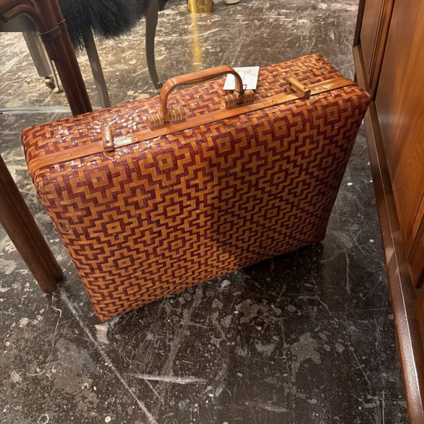 Vintage Asian woven suitcase