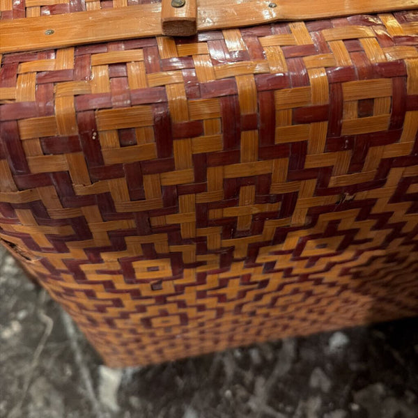 Vintage Asian woven suitcase