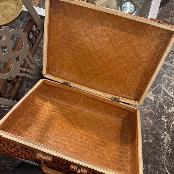 Vintage Asian woven suitcase