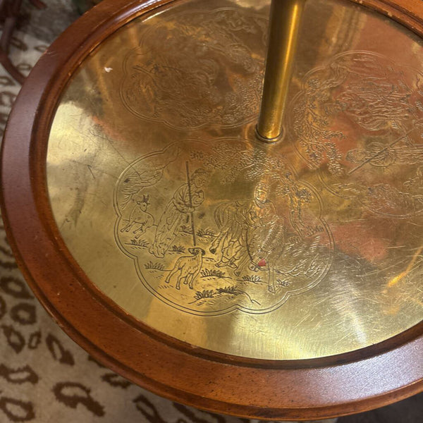 Vintage faux bamboo style lamp table with brass top