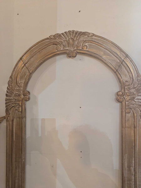 LSBJ - Hand-Carved Indian Teak Arch Gilt Distressed Frame 33.5"Wx79"H, In-Store Pick Up Only