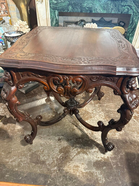 Carved Wood Table 30W 29.5H IN STORE PICKUP ONLY