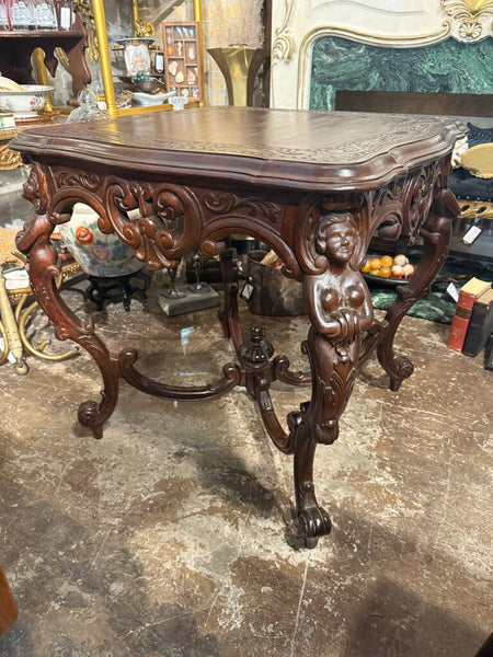 Carved Wood Table 30W 29.5H IN STORE PICKUP ONLY