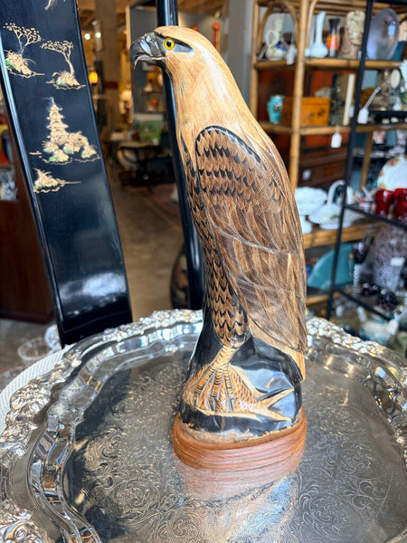 Vintage carved water buffalo horn bald eagle -13 inch