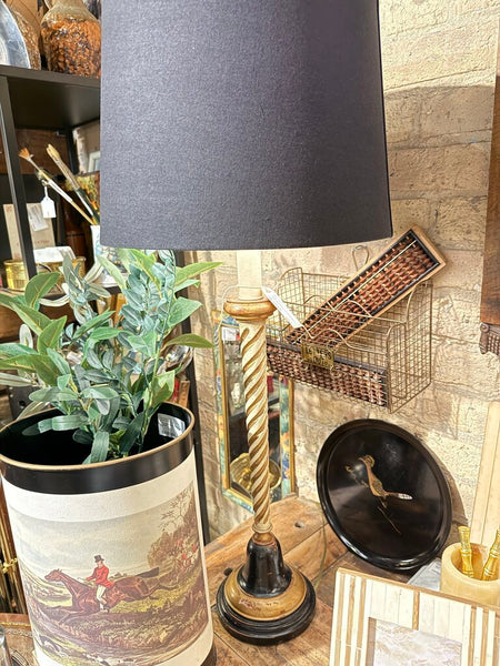 Italian Florentine Vintage twist lamp black shade 32 in tall PICKUP ONLY