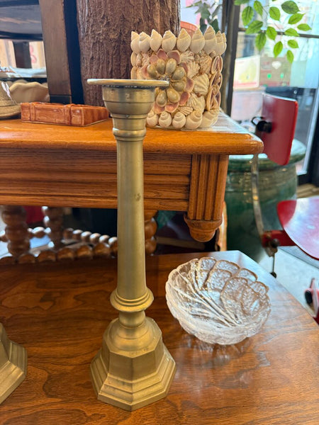 12in brass vintage candlestick each
