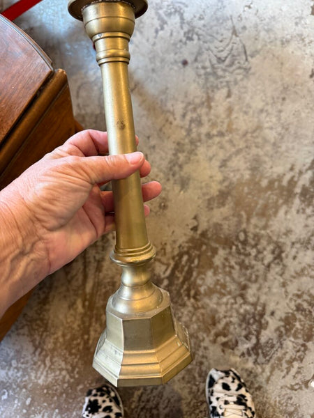 12in brass vintage candlestick each