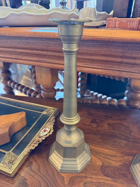 10in brass vintage candlestick each