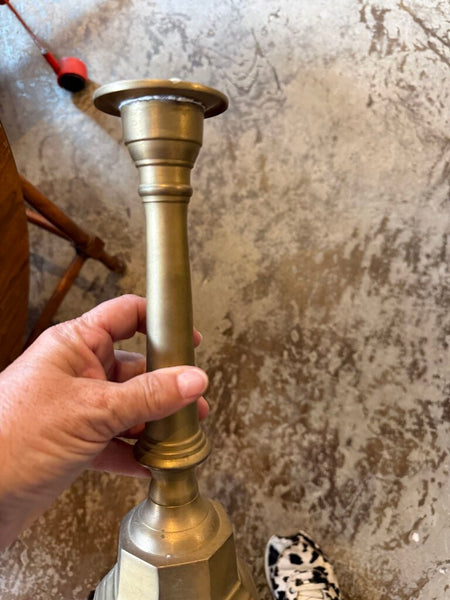 10in brass vintage candlestick each