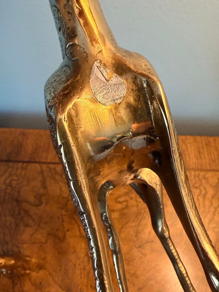 Vintage Korea brass giraffe and baby 9x9 &5 inch