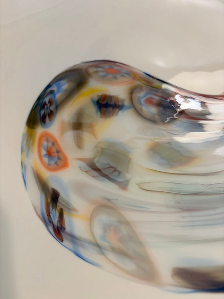 Large swirl art glass Yalos Casa Murano Italy fossil oyster dish approx 15x13