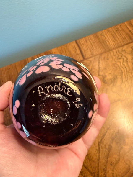Hand blown art glass vase by Andre