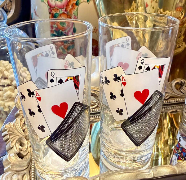 Playing Card tall glass