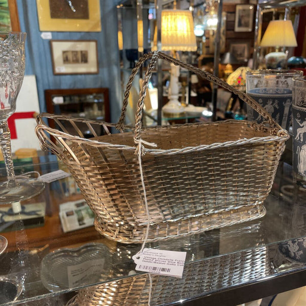 Vintage Christofle France Silver Plated Woven Wine Bottle Holder/Basket Gallia Collection
