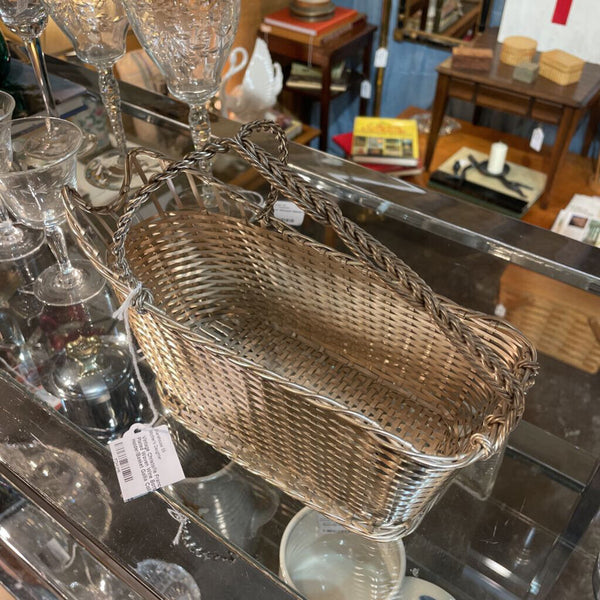 Vintage Christofle France Silver Plated Woven Wine Bottle Holder/Basket Gallia Collection