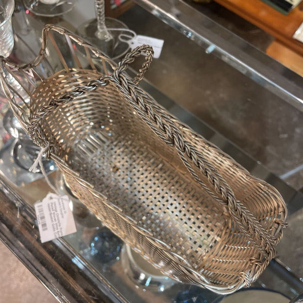 Vintage Christofle France Silver Plated Woven Wine Bottle Holder/Basket Gallia Collection