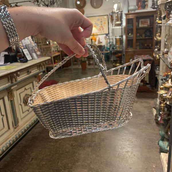 Vintage Christofle France Silver Plated Woven Wine Bottle Holder/Basket Gallia Collection