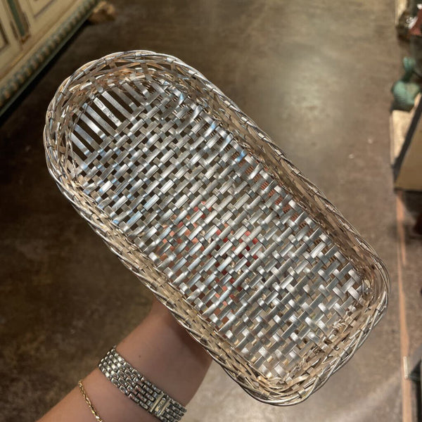 Vintage Christofle France Silver Plated Woven Wine Bottle Holder/Basket Gallia Collection