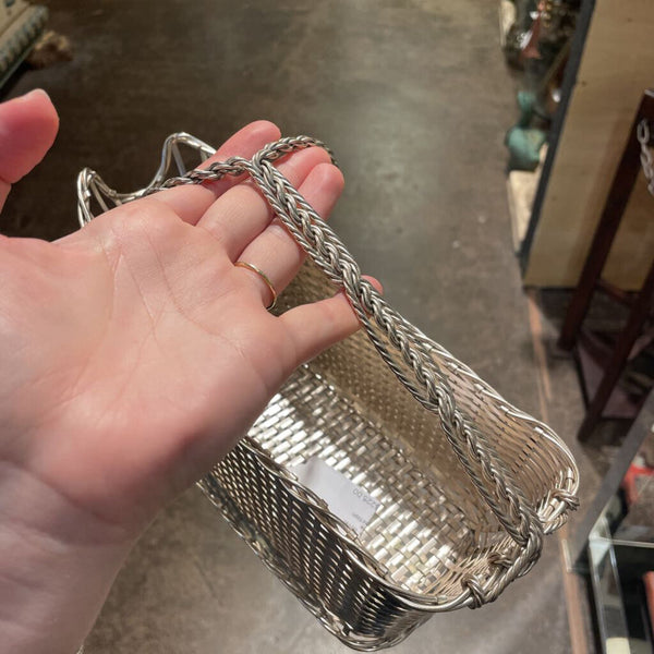 Vintage Christofle France Silver Plated Woven Wine Bottle Holder/Basket Gallia Collection