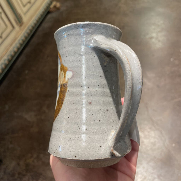 Handmade Pottery Mug Grey w/ Multicolor Blob