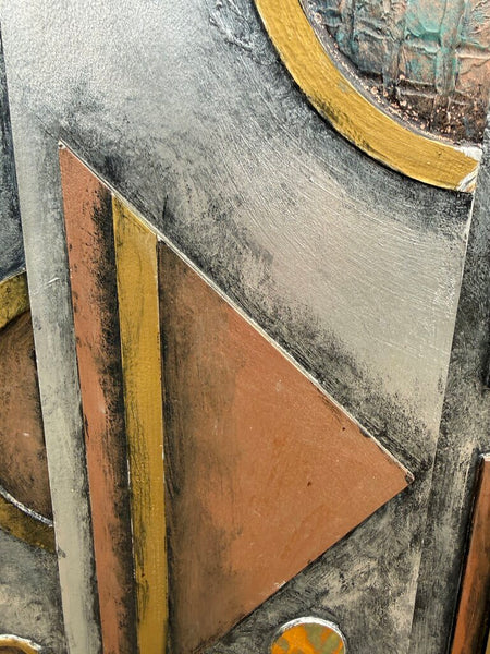 1960s brutalist metal on acrylic signed S. Paul
