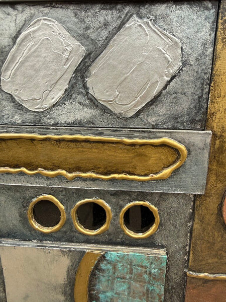 1960s brutalist metal on acrylic signed S. Paul