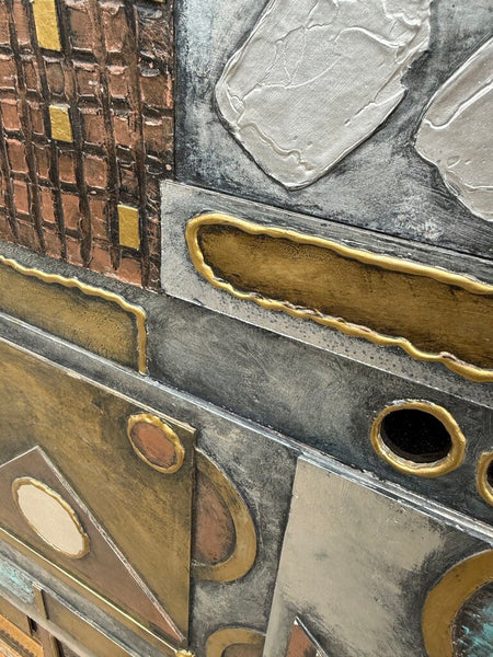 1960s brutalist metal on acrylic signed S. Paul