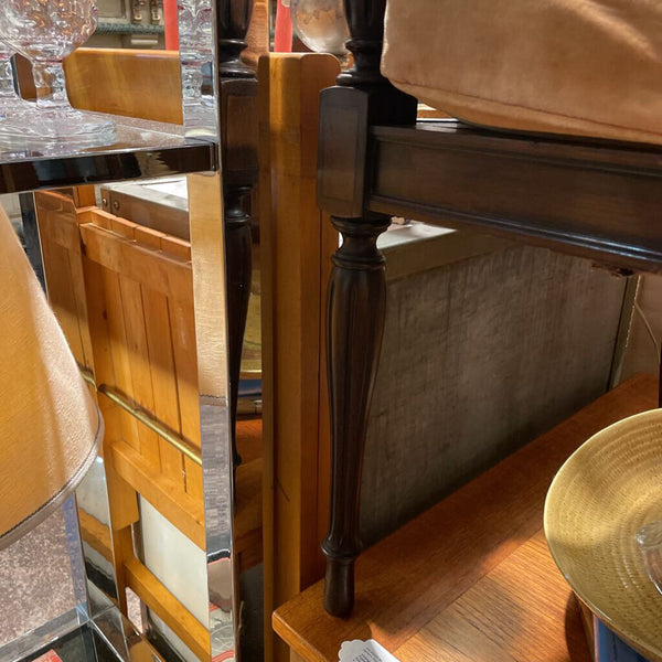French Regency Caned Walnut and Orange Velvet Fauteuil Bergere Chair-- Made in 1967 by Hickory Chair Co. -- 25"W x 25"D x 34"T -- IN STORE PICK UP ONLY