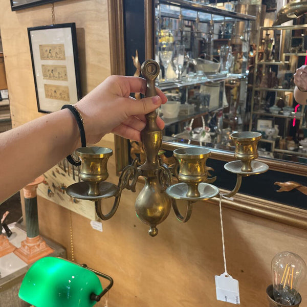Vintage Pair of Brass 3 Candle Scones