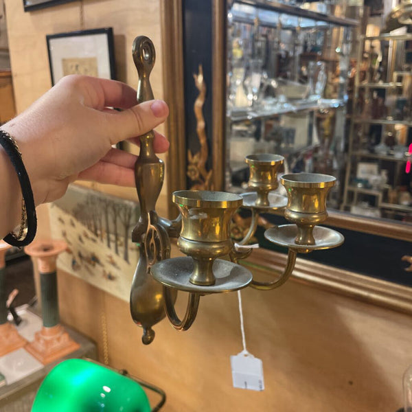 Vintage Pair of Brass 3 Candle Scones