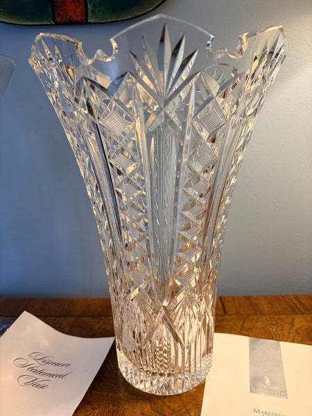 Waterford Maritana 14 inch vase designed by Billy Briggs for the designers gallery of Waterford Crystal