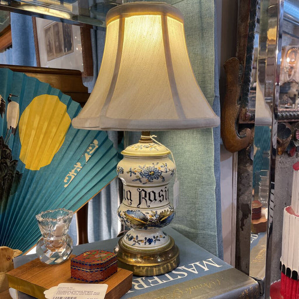 Vintage Hand Painted Apothecary Jar Lamp "Una Rosino" -- IN STORE PICK UP ONLY