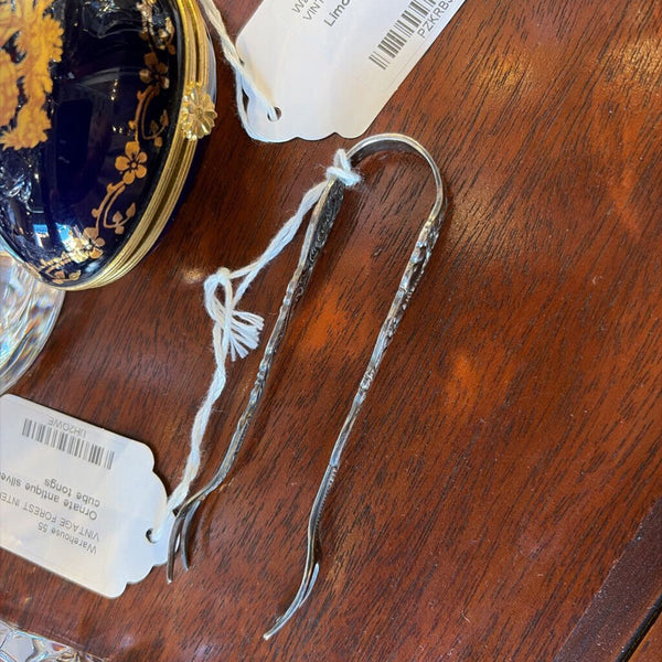 Ornate antique silverplate sugar cube tongs