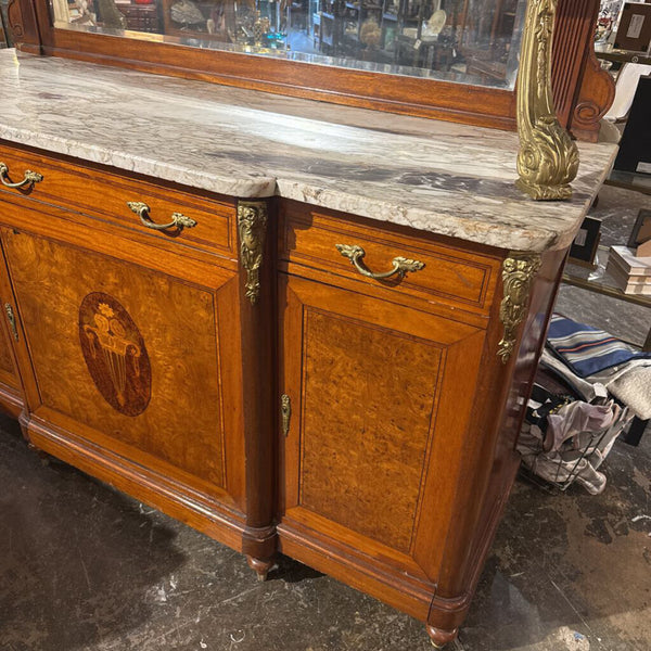 FRENCH MARBLE TOP HUTCH AS IS 91T 71W 24D IN STORE PICK UP ONLY