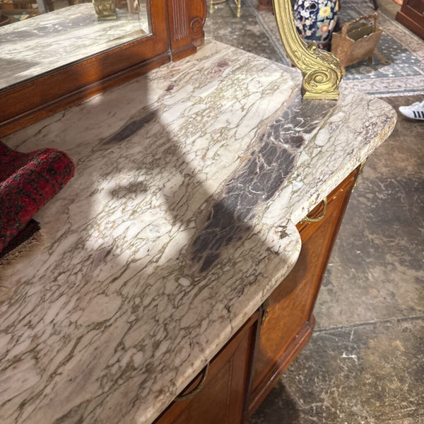 FRENCH MARBLE TOP HUTCH AS IS 91T 71W 24D IN STORE PICK UP ONLY