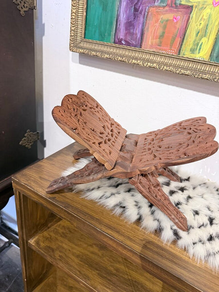 Carved wood book holder