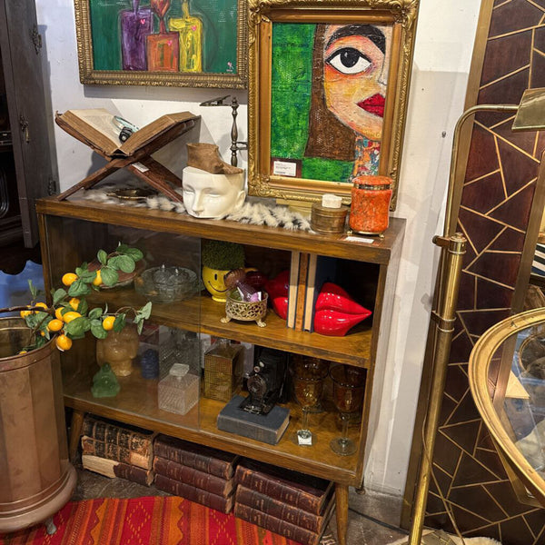 Mcm metal cabinet with sliding glass doors 36x12x34