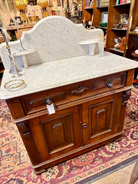 Vintage Walnut Marble top Chest/Washstand 17x33x29T Back is 40T( marble not attached) PICKUP ONLY d