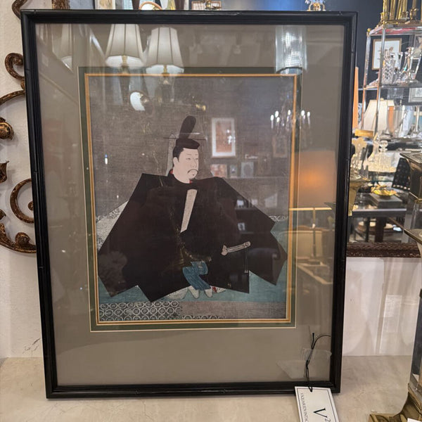 Portrait of Minamoto Yokritomo the first Shogun framed print is 17 x 21 original painting on silk in a Kyoto Japan temple around 1179 in Japan
