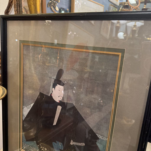 Portrait of Minamoto Yokritomo the first Shogun framed print is 17 x 21 original painting on silk in a Kyoto Japan temple around 1179 in Japan