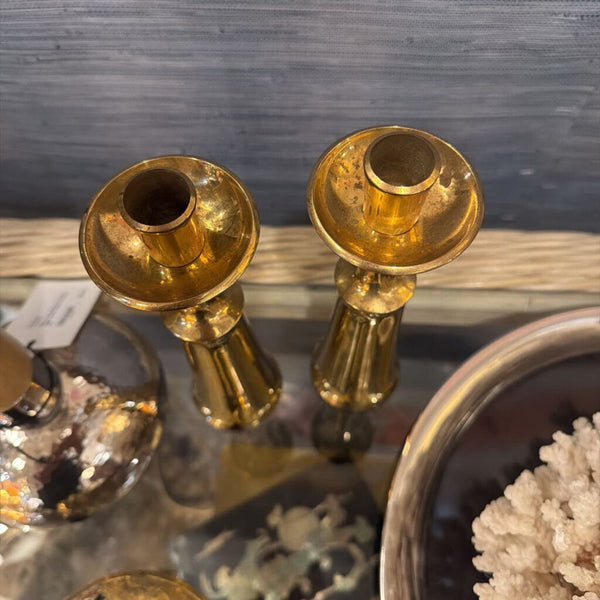 Pair Mid century brass candle holders