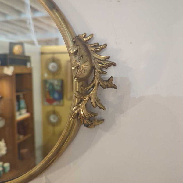 LSBJ - Vintage Brass Acanthus Hollywood Regency/ Neoclassical Revival Mirror dims: 19.5"Wx23.5"H IN-STORE PICK-UP ONLY