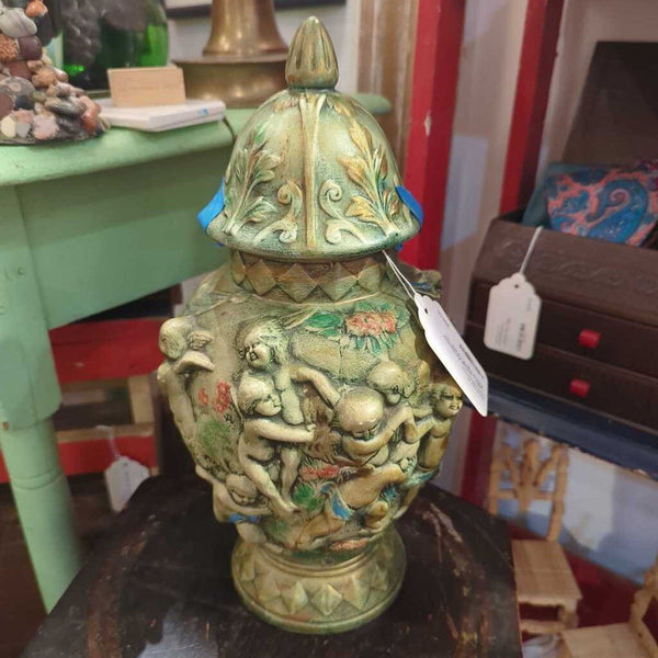 LSBJ - Vintage Renaissance Revival Figural Ceramic Urn